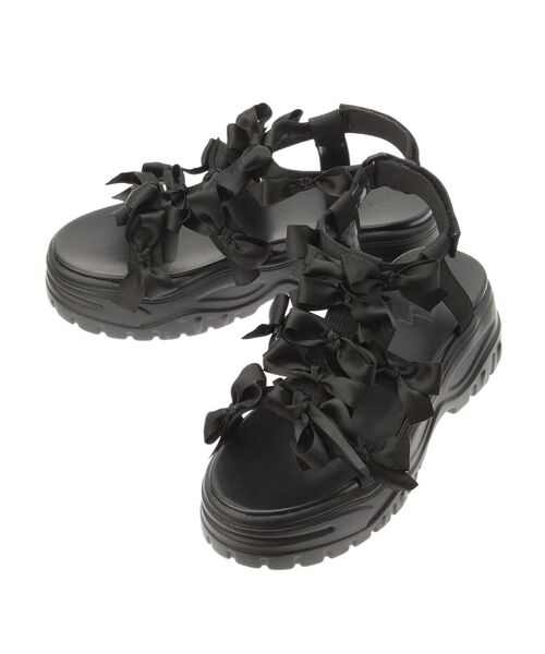 merry jenny（メリージェニー）の「ribbon ribbonベルクロサンダル（サンダル・レディース・アイボリー/ブラック・MEDIUM/LARGE）」の5枚目の写真