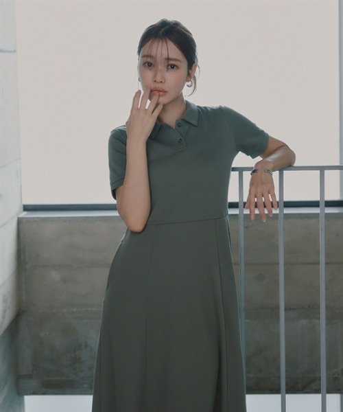 Petitjo（プッチージョ）の「小さいサイズ　吸汗速乾・UVカットポロマキシワンピース　低身長さん・小柄女性（ワンピース・レディース・ネイビー/グレー系/カーキ・PSS/PL/PM/PS）」の15枚目の写真