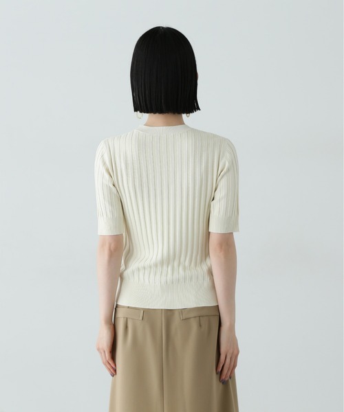 N.(N. Natural Beauty Basic)(エヌエヌナチュラルビューティーベーシック)の「半袖微配色リブニット(ニット/セーター・レディース・ネイビー/オフホワイト/グリーン・MEDIUM)」の12枚目の写真