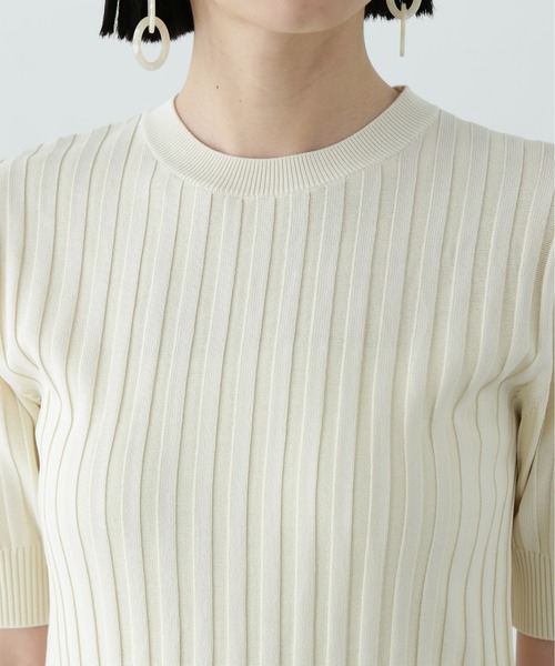 N.(N. Natural Beauty Basic)(エヌエヌナチュラルビューティーベーシック)の「半袖微配色リブニット(ニット/セーター・レディース・ネイビー/オフホワイト/グリーン・MEDIUM)」の13枚目の写真