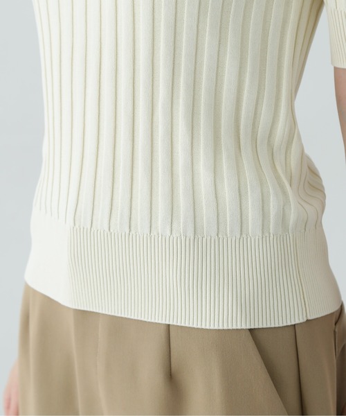 N.(N. Natural Beauty Basic)(エヌエヌナチュラルビューティーベーシック)の「半袖微配色リブニット(ニット/セーター・レディース・ネイビー/オフホワイト/グリーン・MEDIUM)」の15枚目の写真
