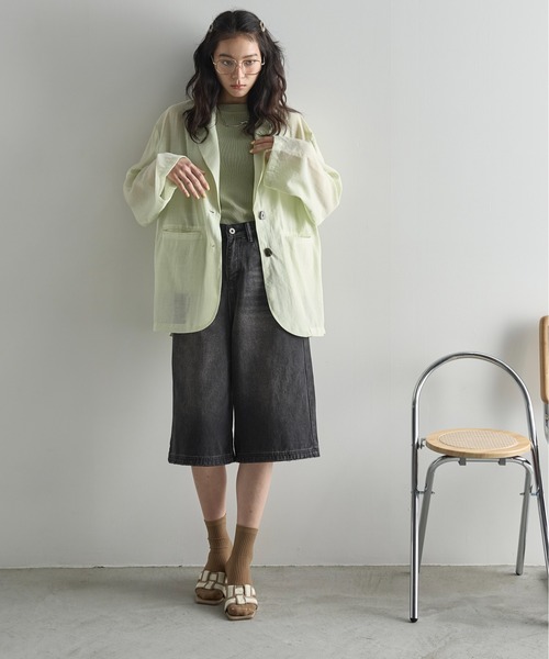 THE YOn(ザヨン)の「バックリボンスリットサマーシアーテーラードジャケット(テーラードジャケット・レディース・ナチュラル/ブラウン/ミント・FREE)」の21枚目の写真