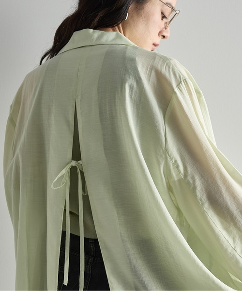 THE YOn(ザヨン)の「バックリボンスリットサマーシアーテーラードジャケット(テーラードジャケット・レディース・ナチュラル/ブラウン/ミント・FREE)」の9枚目の写真