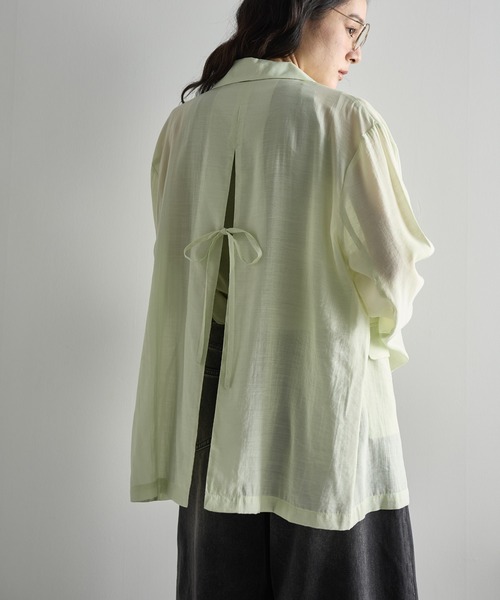 THE YOn(ザヨン)の「バックリボンスリットサマーシアーテーラードジャケット(テーラードジャケット・レディース・ナチュラル/ブラウン/ミント・FREE)」の11枚目の写真