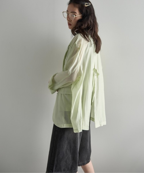 THE YOn(ザヨン)の「バックリボンスリットサマーシアーテーラードジャケット(テーラードジャケット・レディース・ナチュラル/ブラウン/ミント・FREE)」の16枚目の写真