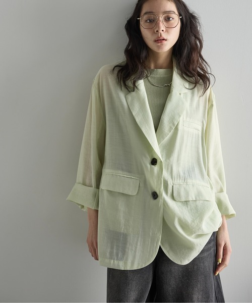 THE YOn(ザヨン)の「バックリボンスリットサマーシアーテーラードジャケット(テーラードジャケット・レディース・ナチュラル/ブラウン/ミント・FREE)」の20枚目の写真