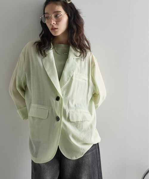 THE YOn(ザヨン)の「バックリボンスリットサマーシアーテーラードジャケット(テーラードジャケット・レディース・ナチュラル/ブラウン/ミント・FREE)」の19枚目の写真