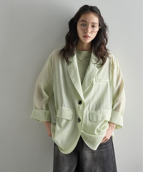 バックリボンスリットサマーシアーテーラードジャケット（テーラード