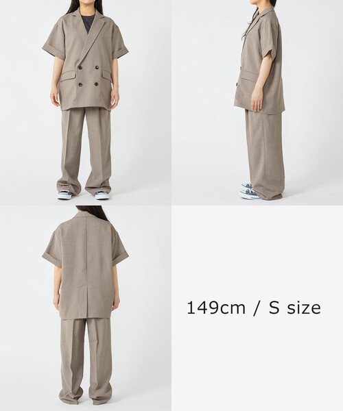 FREAK'S STORE(フリークスストア)の「接触冷感/UV リネンタッチ ショートスリーブ ジャケットセットアップ(セットアップ・レディース・グレー/オフホワイト/ブラック・MEDIUM/SMALL)」の6枚目の写真