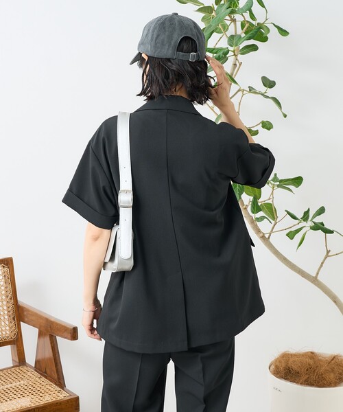 FREAK'S STORE(フリークスストア)の「接触冷感/UV リネンタッチ ショートスリーブ ジャケットセットアップ(セットアップ・レディース・グレー/オフホワイト/ブラック・MEDIUM/SMALL)」の13枚目の写真