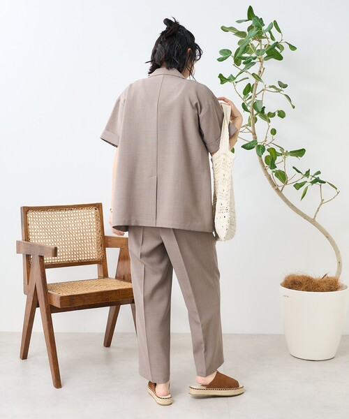 【新品未使用】タグ付 VOIRY ジャケット パンツ リネン セットアップ セール】接触冷感/UV リネンタッチ ショートスリーブ ジャケット