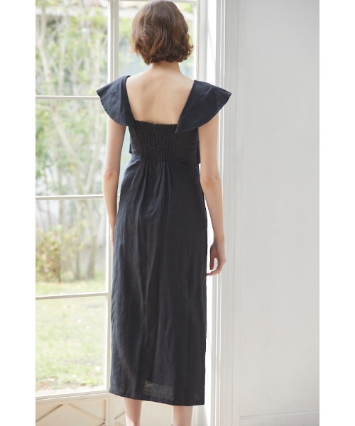 セール】Coco Dress ラッフルクロスリネンドレス（ワンピース