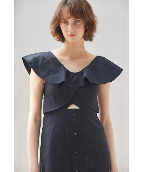 新品【EstellaK】 エステラケー リネン ラッフルクロス ワンピ ドレス セール】Coco Dress ラッフルクロスリネンドレス（ワンピース