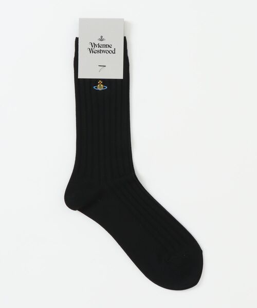 Vivienne Westwood（ヴィヴィアンウエストウッド）の「8104000G-K005Y-COLOR RIBBED CREW SOCKS（ソックス/靴下・レディース・グレー/ブラック/ネイビー・FREE）」の2枚目の写真