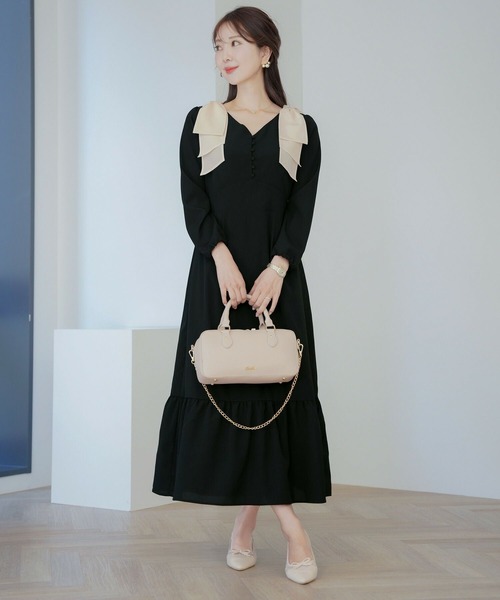 LE REVE VANILLER | フロントファスナー スカラップ ワンピース le