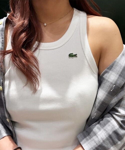 LACOSTE(ラコステ)の「ワンポイントロゴ エッセンシャルリブニットタンクトップ(タンクトップ・レディース・ホワイト/ブラック/ペールイエロー・36/34/40/38)」の7枚目の写真