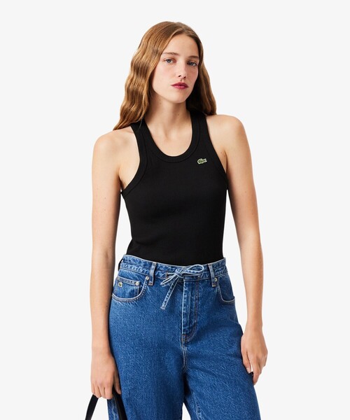 LACOSTE(ラコステ)の「ワンポイントロゴ エッセンシャルリブニットタンクトップ(タンクトップ・レディース・ホワイト/ブラック/ペールイエロー・36/34/40/38)」の13枚目の写真