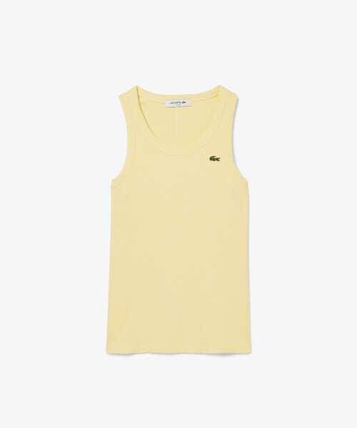 LACOSTE(ラコステ)の「ワンポイントロゴ エッセンシャルリブニットタンクトップ(タンクトップ・レディース・ホワイト/ブラック/ペールイエロー・36/34/40/38)」の3枚目の写真