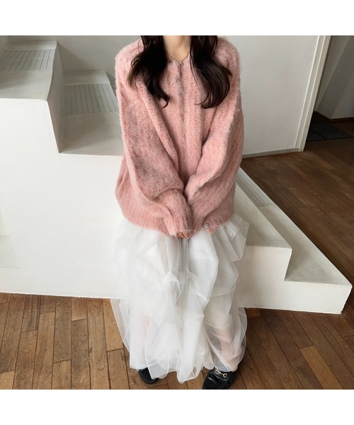Ogue.（オグ）の「[ Ogue. ] shaggy cardigan outer（シャギーカーディガンアウター）（カーディガン/ボレロ・レディース・ピンク/ベージュ/オートミール・FREE）」の5枚目の写真