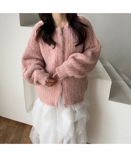 Ogue.（オグ）の「[ Ogue. ] shaggy cardigan outer（シャギーカーディガンアウター）（カーディガン/ボレロ・レディース・ピンク/ベージュ/オートミール・FREE）」の6枚目の写真