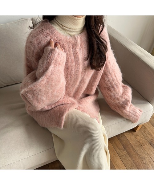 Ogue.（オグ）の「[ Ogue. ] shaggy cardigan outer（シャギーカーディガンアウター）（カーディガン/ボレロ・レディース・ピンク/ベージュ/オートミール・FREE）」の7枚目の写真