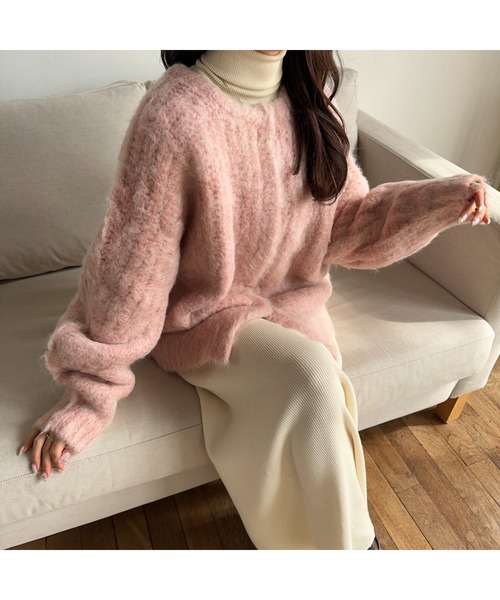 Ogue.（オグ）の「[ Ogue. ] shaggy cardigan outer（シャギーカーディガンアウター）（カーディガン/ボレロ・レディース・ピンク/ベージュ/オートミール・FREE）」の8枚目の写真