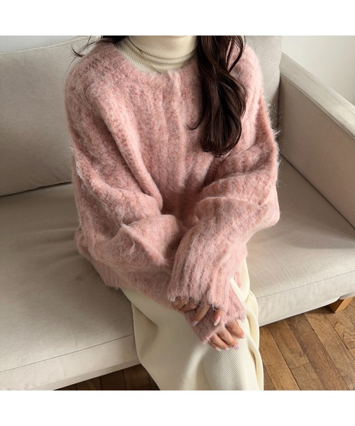 Ogue.（オグ）の「[ Ogue. ] shaggy cardigan outer（シャギーカーディガンアウター）（カーディガン/ボレロ・レディース・ピンク/ベージュ/オートミール・FREE）」の9枚目の写真
