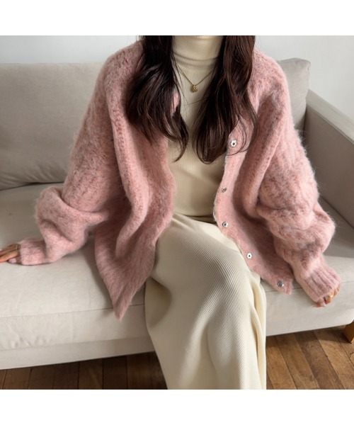 Ogue.（オグ）の「[ Ogue. ] shaggy cardigan outer（シャギーカーディガンアウター）（カーディガン/ボレロ・レディース・ピンク/ベージュ/オートミール・FREE）」の11枚目の写真