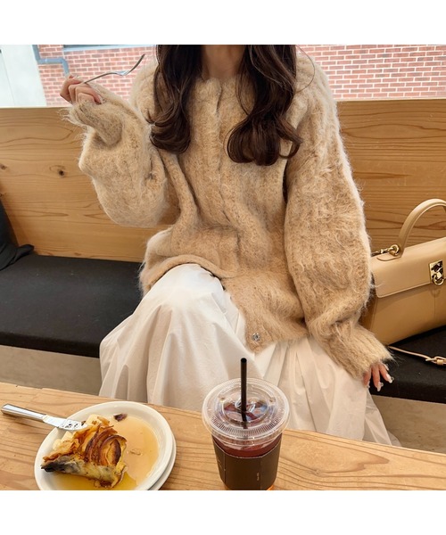 Ogue.（オグ）の「[ Ogue. ] shaggy cardigan outer（シャギーカーディガンアウター）（カーディガン/ボレロ・レディース・ピンク/ベージュ/オートミール・FREE）」の14枚目の写真
