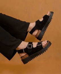 Midland FootWears（ミッドランド フットウエアーズ）の「＋5㎝ ハイソール ダブルベルト ボリューム デザインサンダル / Midland Footwears 000014（サンダル）」