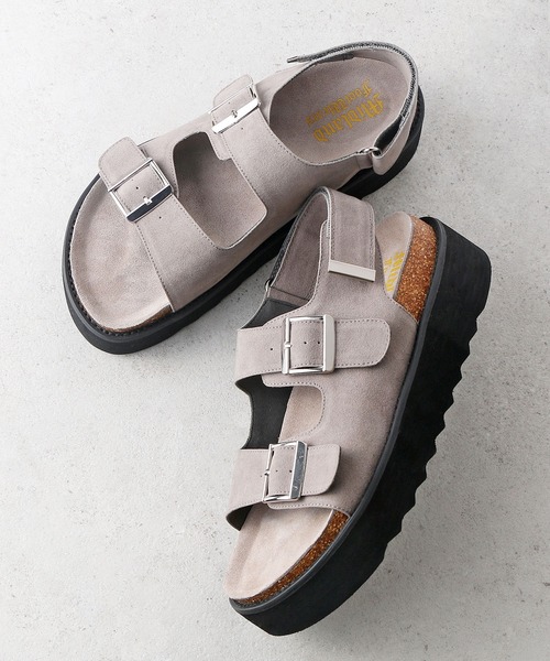 Midland FootWears（ミッドランド フットウエアーズ）の「＋5㎝ ハイソール ダブルベルト ボリューム デザインサンダル / Midland Footwears 000014（サンダル・メンズ・ブラック/ベージュ/ブラック系その他・S/M/L）」の9枚目の写真