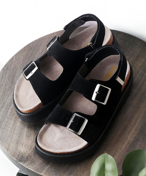 Midland FootWears（ミッドランド フットウエアーズ）の「＋5㎝ ハイソール ダブルベルト ボリューム デザインサンダル / Midland Footwears 000014（サンダル・メンズ・ブラック/ベージュ/ブラック系その他・S/M/L）」の5枚目の写真