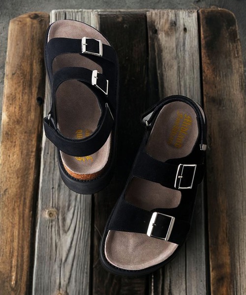 Midland FootWears（ミッドランド フットウエアーズ）の「＋5㎝ ハイソール ダブルベルト ボリューム デザインサンダル / Midland Footwears 000014（サンダル・メンズ・ブラック/ベージュ/ブラック系その他・S/M/L）」の7枚目の写真