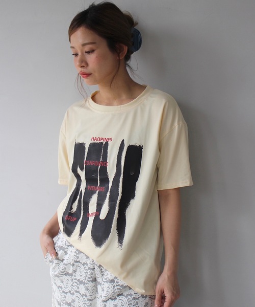 SANSeLF(サンセルフ)の「【SANSeLF】グラフィックロゴプリントTシャツ sanw25s053(Tシャツ/カットソー・レディース・ピンク/ブラウン/ダークグレー/ライトイエロー・FREE)」の3枚目の写真