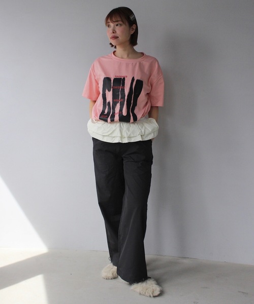 SANSeLF】グラフィックロゴプリントTシャツ sanw25s053（Tシャツ