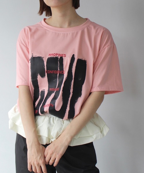 SANSeLF(サンセルフ)の「【SANSeLF】グラフィックロゴプリントTシャツ sanw25s053(Tシャツ/カットソー・レディース・ピンク/ブラウン/ダークグレー/ライトイエロー・FREE)」の9枚目の写真