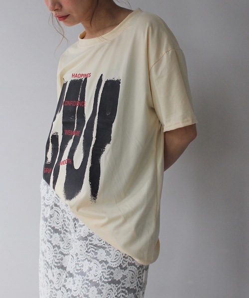 SANSeLF(サンセルフ)の「【SANSeLF】グラフィックロゴプリントTシャツ sanw25s053(Tシャツ/カットソー・レディース・ピンク/ブラウン/ダークグレー/ライトイエロー・FREE)」の16枚目の写真