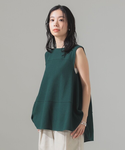 Demi-Luxe BEAMS（デミルクス ビームス）の「ラッセルメッシュ ノースリーブ プルオーバー［手洗い可］（Tシャツ/カットソー・レディース・ブラック/オフホワイト/グリーン・ONE SIZE）」の3枚目の写真