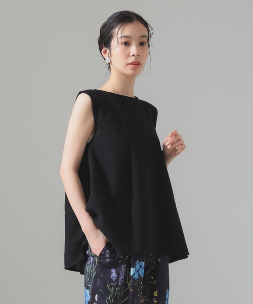 Demi-Luxe BEAMS（デミルクス ビームス）の「ラッセルメッシュ ノースリーブ プルオーバー［手洗い可］（Tシャツ/カットソー・レディース・ブラック/オフホワイト/グリーン・ONE SIZE）」の2枚目の写真