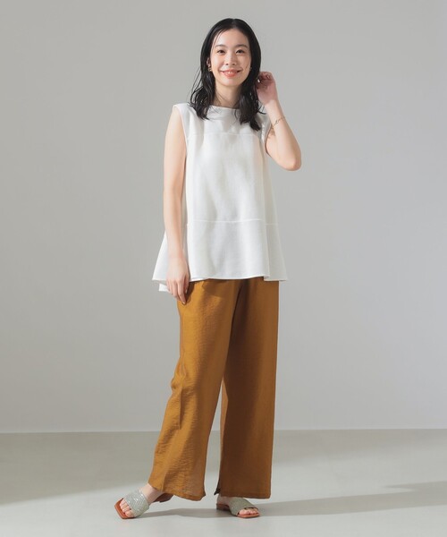 オフショルダー ノースリーブ プルオーバーニット［手洗い可