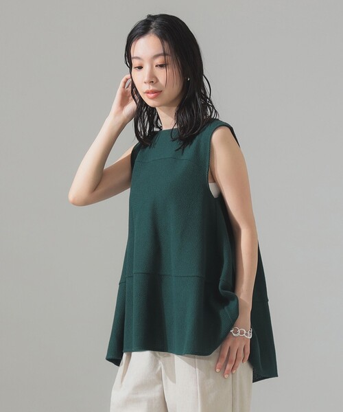 Demi-Luxe BEAMS（デミルクス ビームス）の「ラッセルメッシュ ノースリーブ プルオーバー［手洗い可］（Tシャツ/カットソー・レディース・ブラック/オフホワイト/グリーン・ONE SIZE）」の4枚目の写真