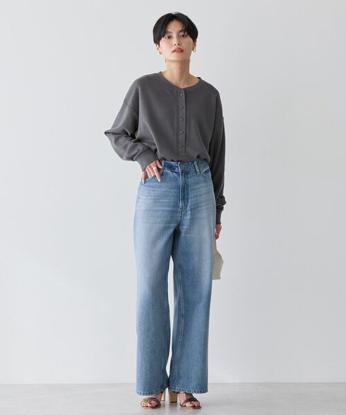 AMERICAN HOLIC（アメリカンホリック）の「ヘンリーネックラウンドミニ裏毛プルオーバー（スウェット・レディース・ホワイト系その他/ライトピンク/ブラック/チャコールグレー・M/L）」の8枚目の写真