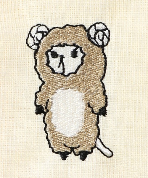 ScoLar(スカラー)の「651730:ScoLar刺繍 白雪はんかちふきん(ハンカチ/ハンドタオル・レディース・オフホワイト/ブルー/イエロー/ピンク・FREE)」の15枚目の写真