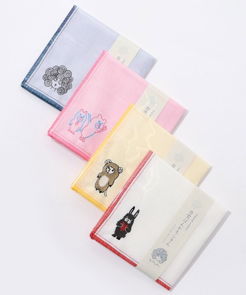 ScoLar(スカラー)の「651730:ScoLar刺繍 白雪はんかちふきん(ハンカチ/ハンドタオル・レディース・オフホワイト/ブルー/イエロー/ピンク・FREE)」の21枚目の写真