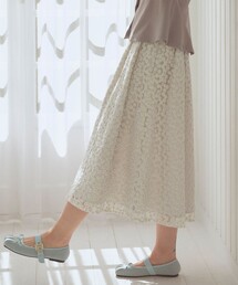 Feroux（フェルゥ）の「フラワー刺繍 フレアスカート（スカート）」