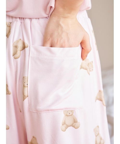 ジェラートピケ　接触冷感　ベアワンポイントTシャツ&ショートパンツセット　ピンク gelato pique｜【ONLINE限定】【接触冷感】ベアワンポイントT