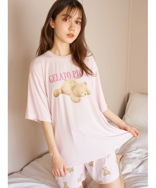 GELATO PIQUE 新品未使用 ルームウェア セット セール】【ONLINE限定】【接触冷感】ベアワンポイントTシャツ