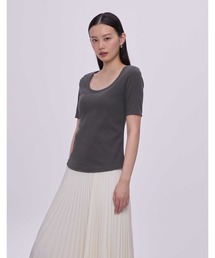 カップ付きTシャツ 4分袖