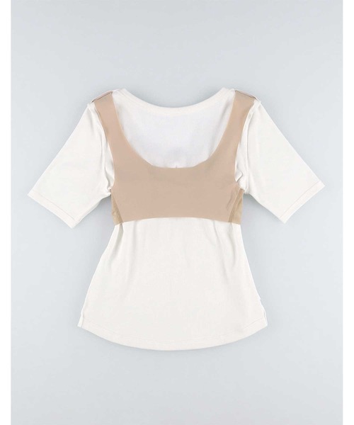 OUR WACOAL(アワワコール)の「カップ付きTシャツ 4分袖(Tシャツ/カットソー・レディース・アイボリー/ブラック/チャコール/イエロー・L/M)」の9枚目の写真