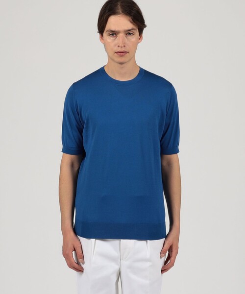 JOHN SMEDLEY(ジョンスメドレー)の「JOHN SMEDLEY KEMPTON コットン クルーネックニット(ニット/セーター・メンズ・レッド系その他/ブルー・M/S)」の4枚目の写真